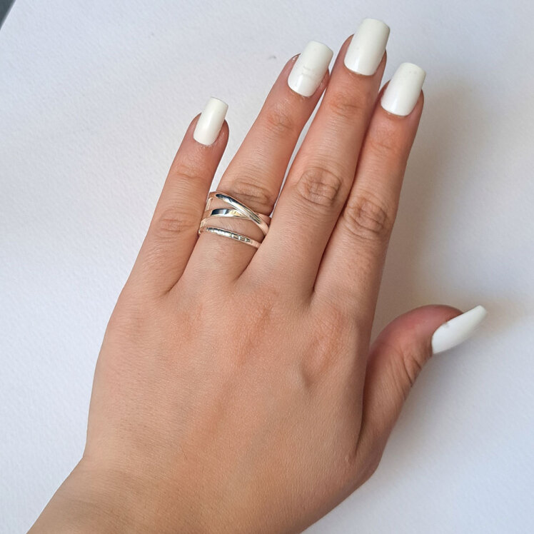 انگشتر زنانه خطی آبکاری نقره