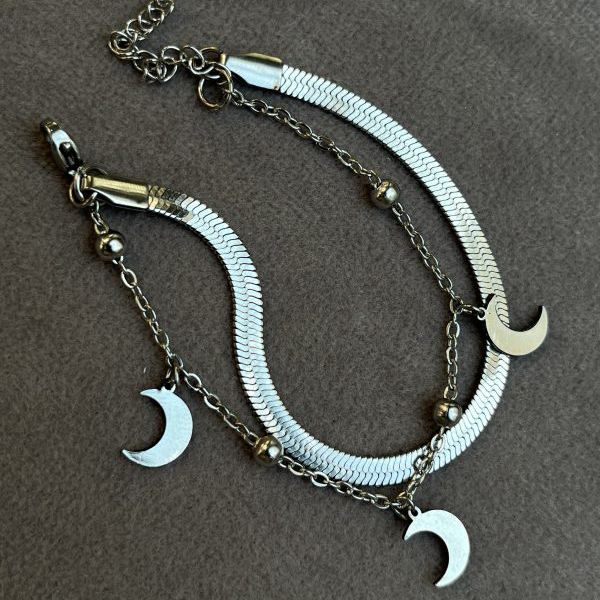  دستبند دو لاین استیل ماری و ماه 