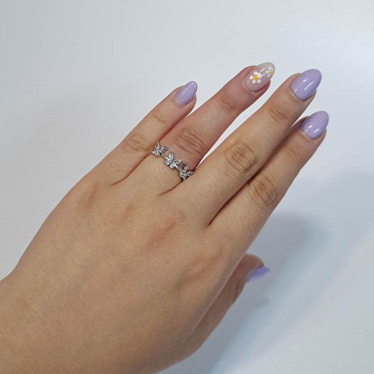 انگشتر جواهری طرح پروانه شیک 