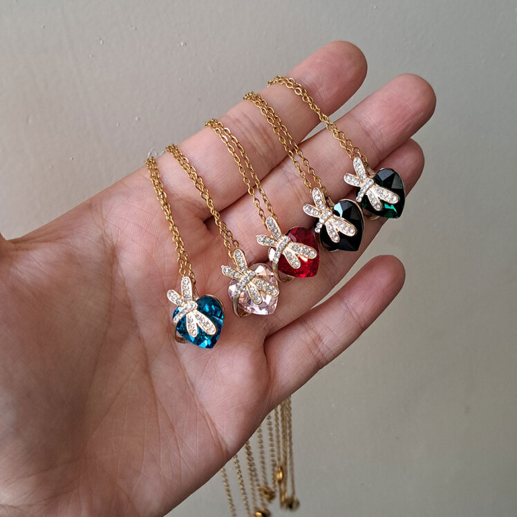 گردنبند دخترانه کریستالی شاپرک