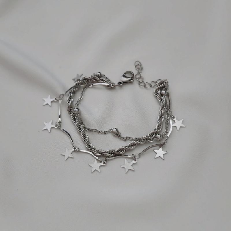  دستبند سه ردیفه ستاره بارون و طنابی 