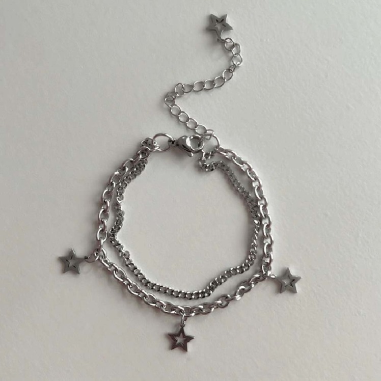 دستبند دو لاین ستاره استیل