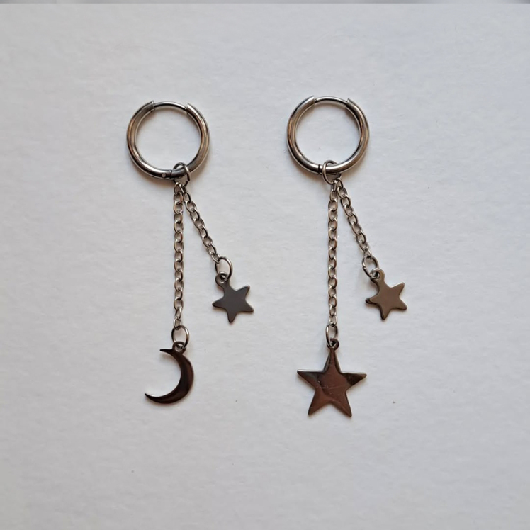 گوشواره حلقه ای ماه و ستاره 