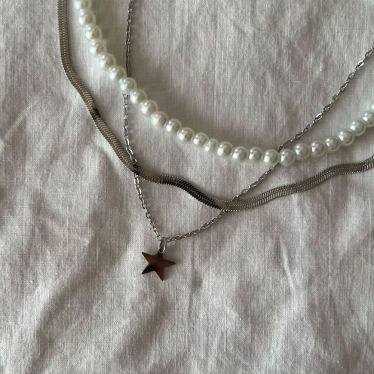 گردنبند سه لاین ترکیبی ستاره 