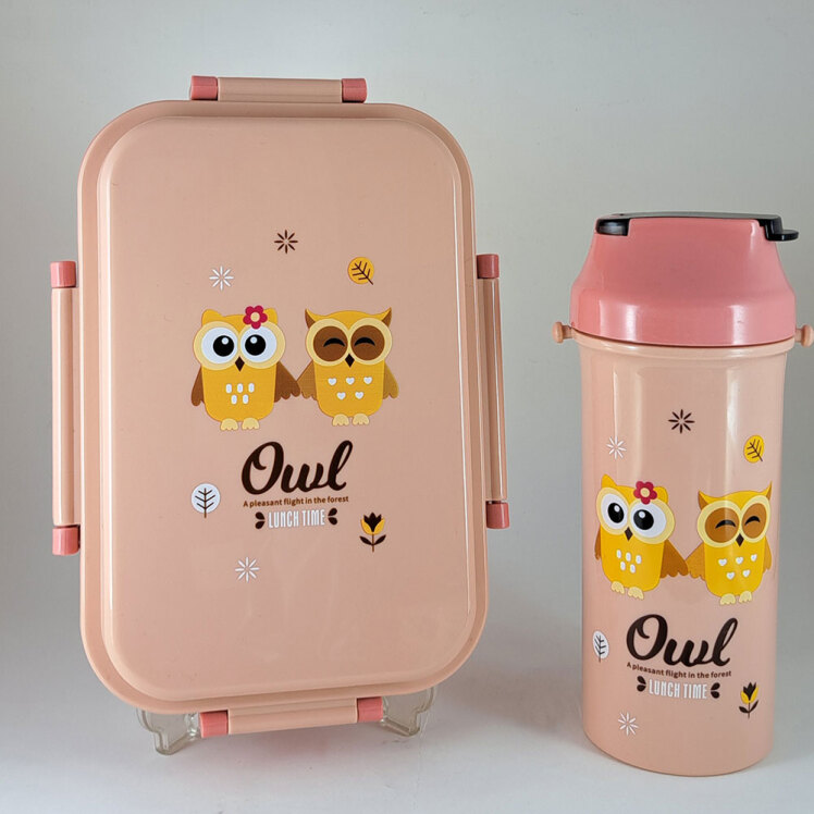 ست ظرف غذا و بطری آب طرح جغد