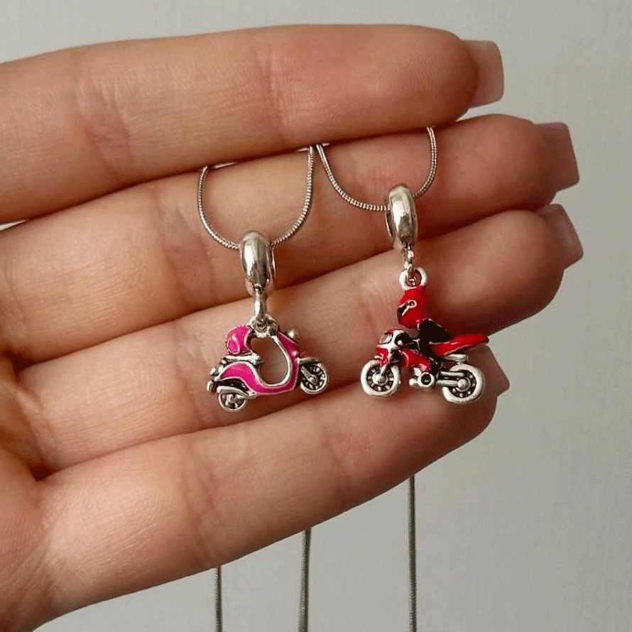 گردنبند استیل طرح موتور سوار