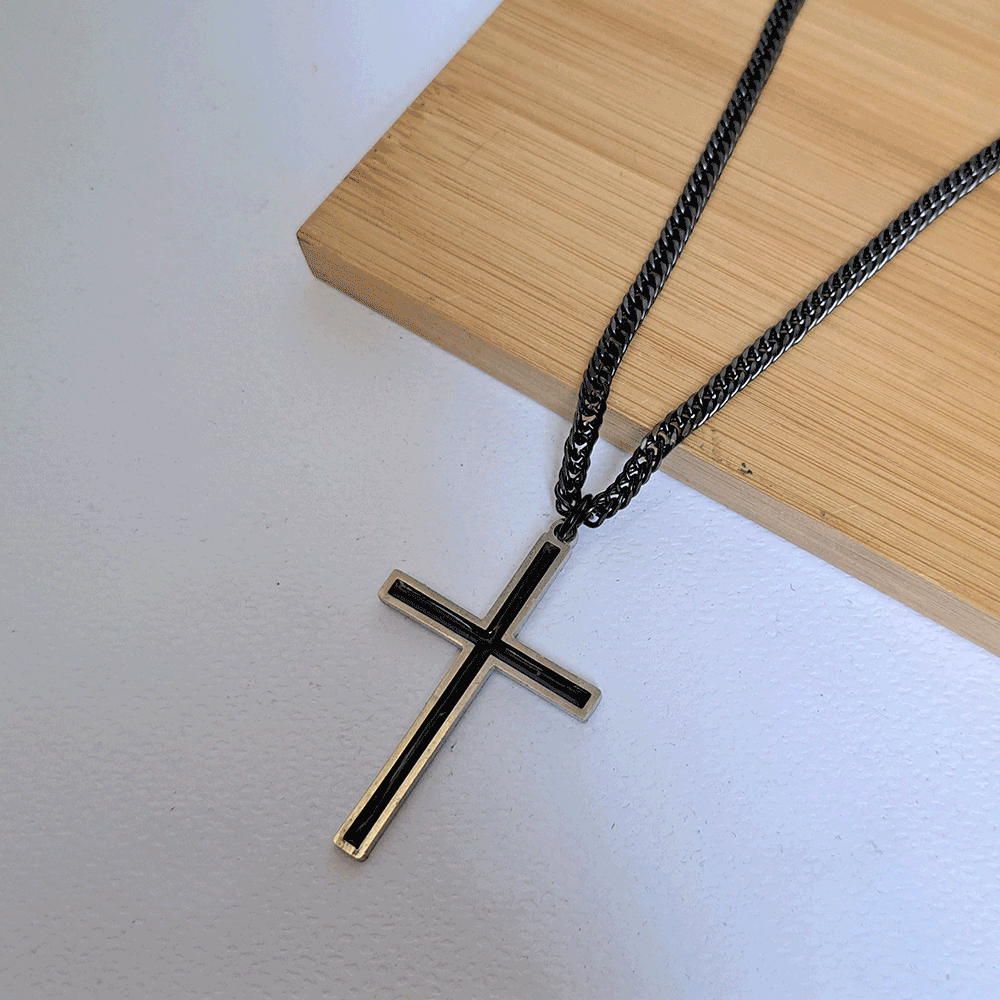 گردنبند صلیب 2 رنگ 