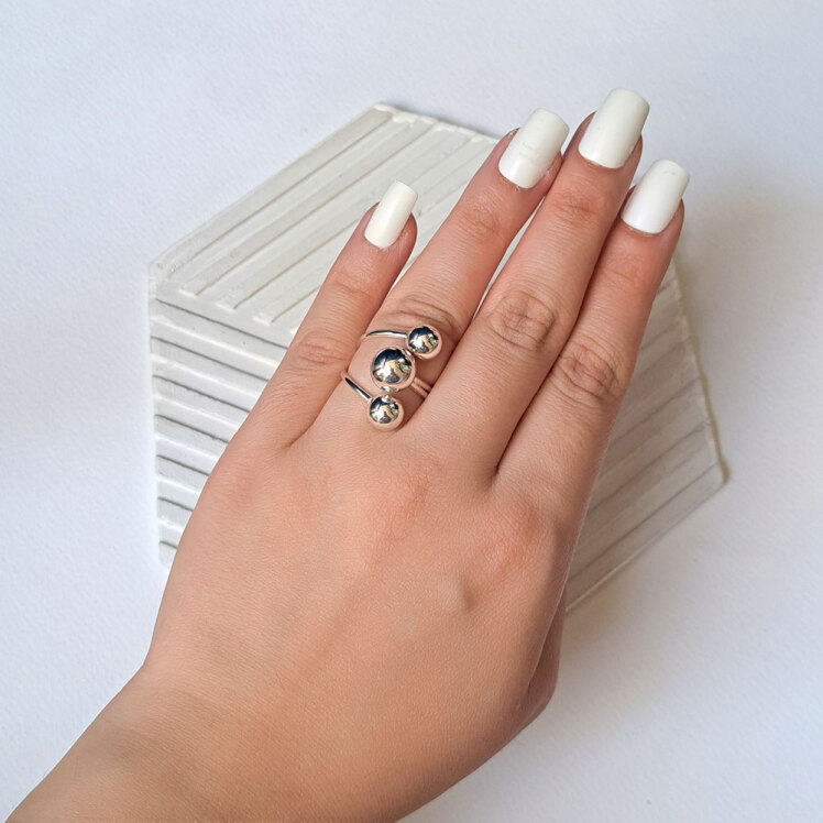 انگشتر حبابی آبکاری نقره