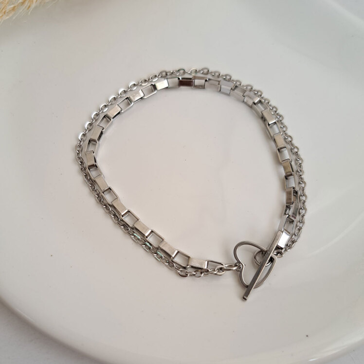 دستبند دو لاین قفل قلبی 