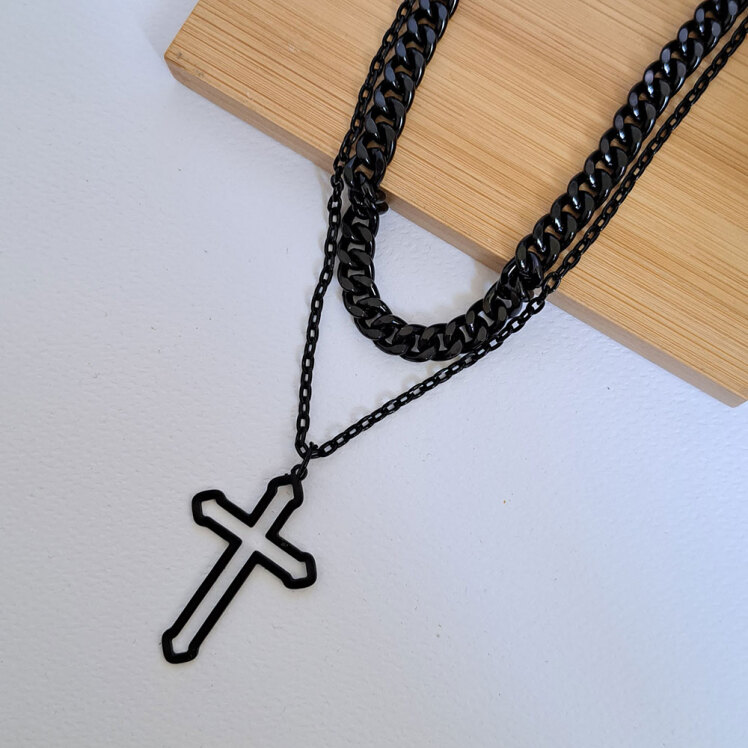 گردنبند 2 ردیف صلیب