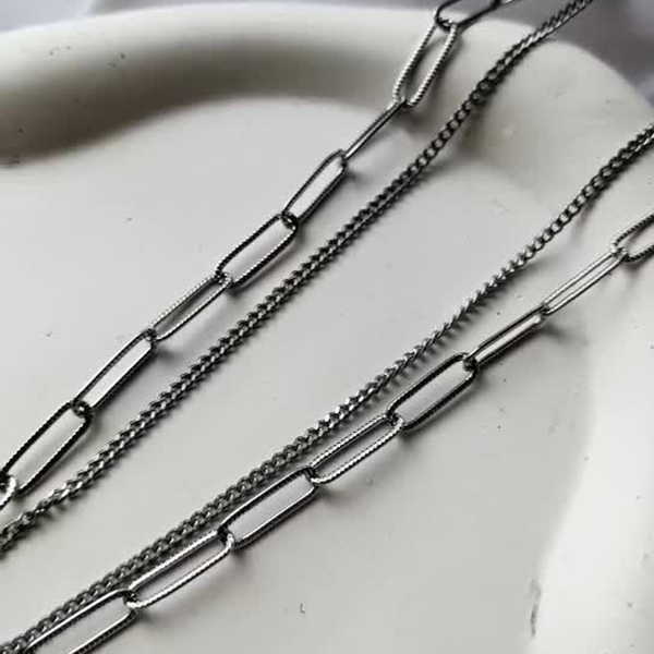  ست گردنبند یا دستبند دو لاین استیل 