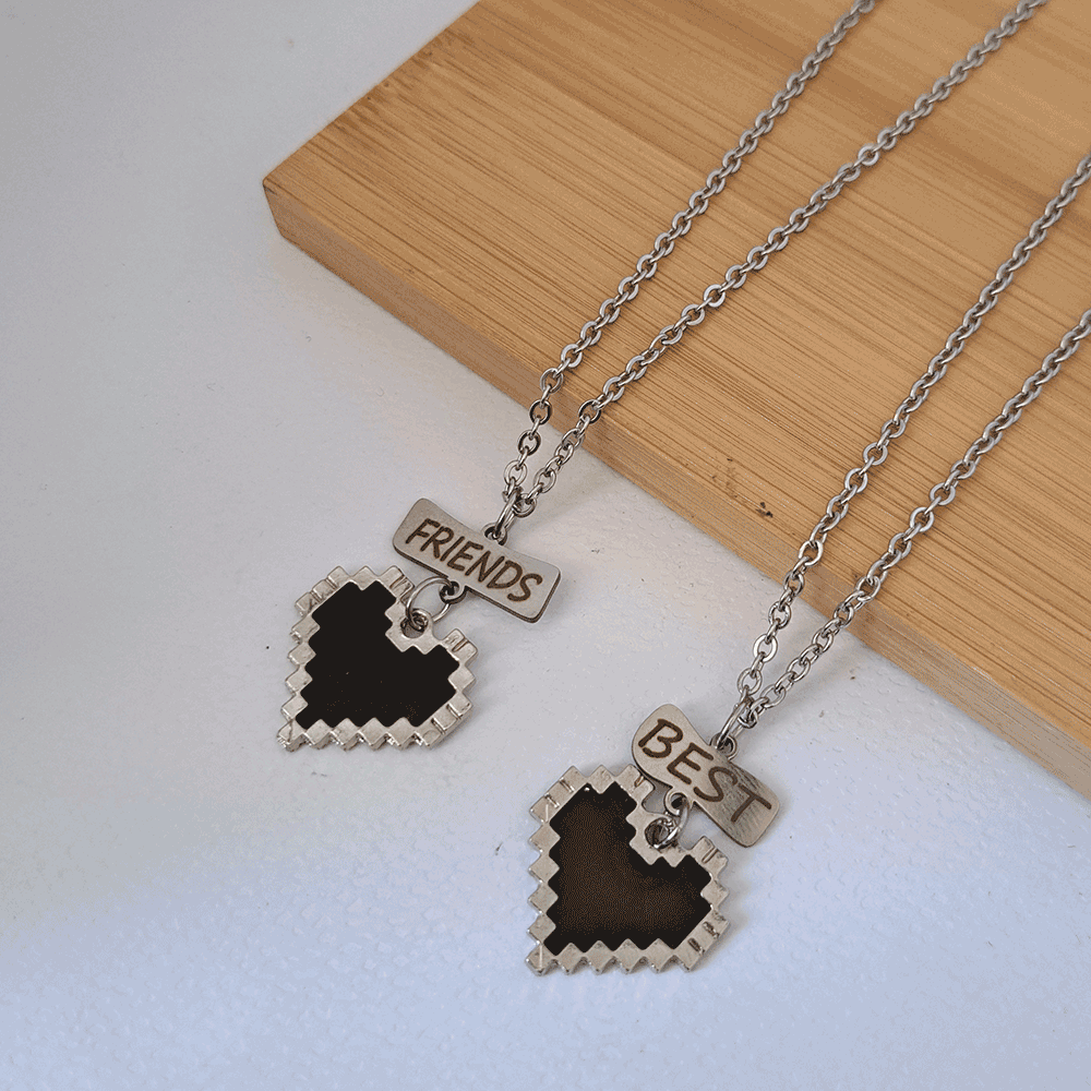 گردنبند ست قلب پیکسلی بست فرندز 