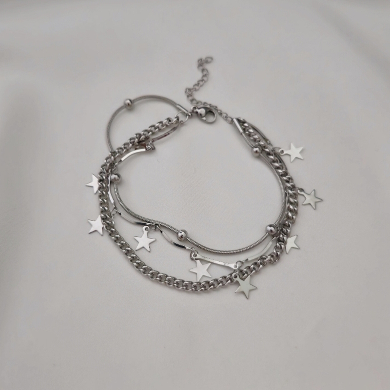  دستبند سه ردیفه ستاره و کارتیه 