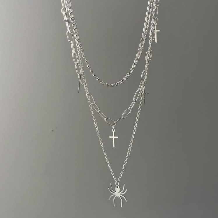 گردنبند استیل سه لاین صلیب 