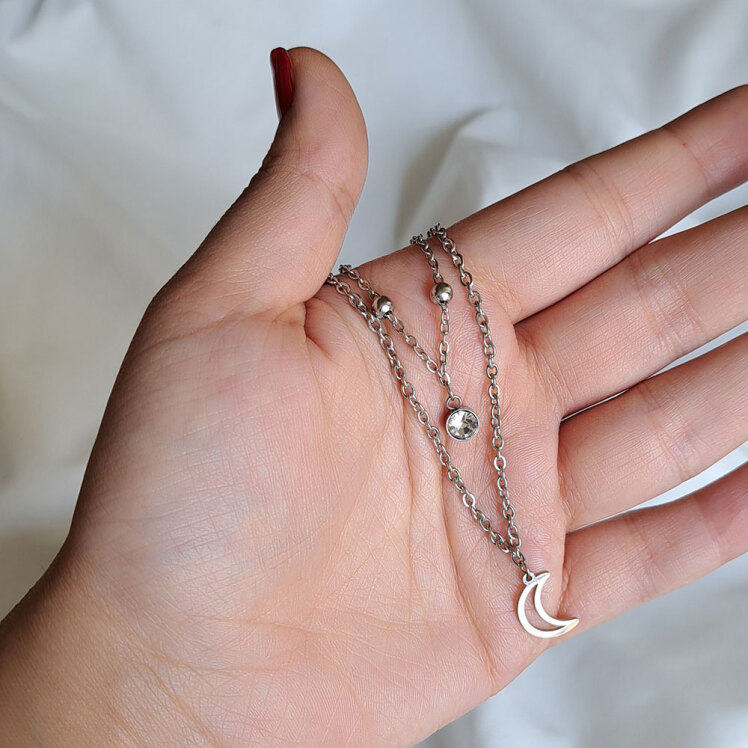 گردنبند دو لاین ماه