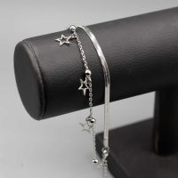 دستبند دولاین ماری توپی سه ستاره تو خالی