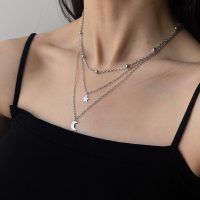 گردنبند استیل سه لاین خلخال ماه و ستاره