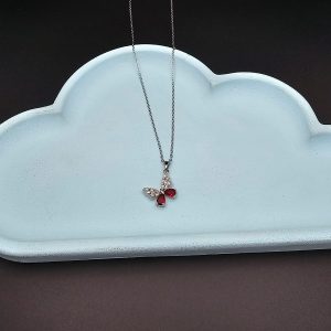گردنبند جواهری پروانه دخترانه استیل