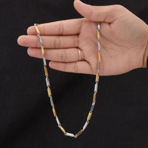 گردنبند استیل کبریتی طلایی و نقره ای